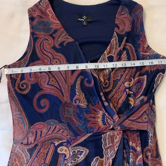 Ronni Nicole Blue & Pink Paisley Dress sleeveless size 6 PTP 18” length 47” NWT - Picture 12 of 14